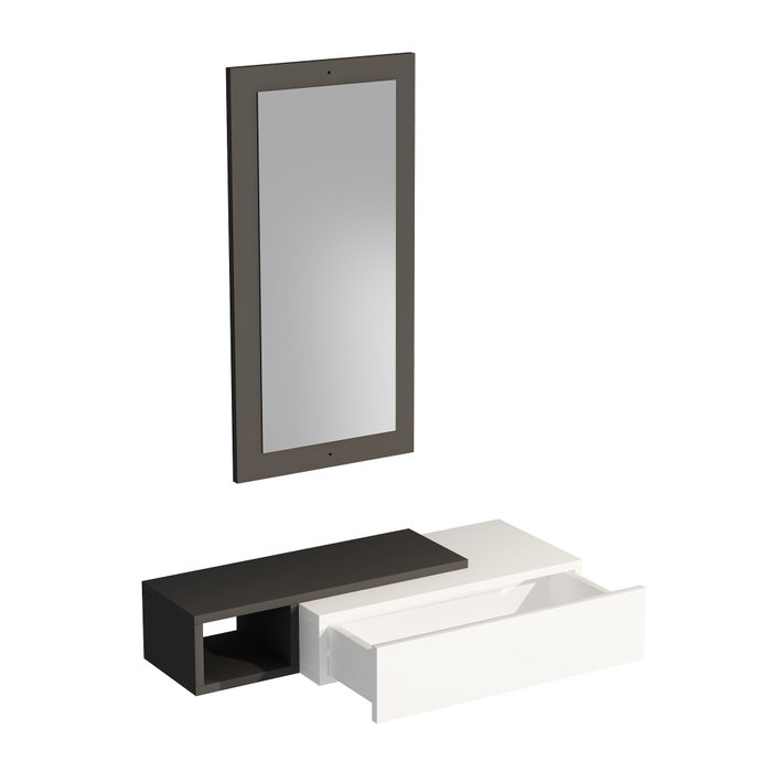 Hanah Home Aparador con Espejo Anthracite, White 82x15.8x29.6 cm Tablero de Partículas Recubierto de Melamina
